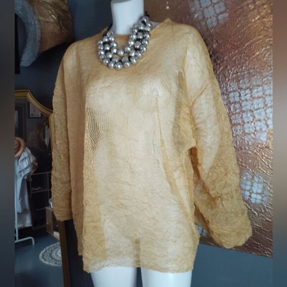 NWT Zara Elegant Gold Sheer Women's Top - Picture 16 of 16